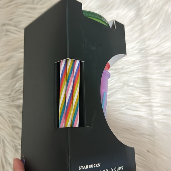 NEW IN BOX. STARBUCKS 5 REUSABLE MULTICOLOR CUPS, LIDS&STRAWS. POSITIVE SAYINGS - Picture 8 of 8